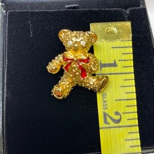 Avon Gold and Red Teddy Bear Brooch